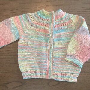 Vintage Hand Crocheted Baby Girl's Sweater 0-6Months